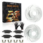 Rear Drilled Brake Rotors and Pads for Pontiac Pursuit 2006–2006 and Saturn Aura 2007–2009