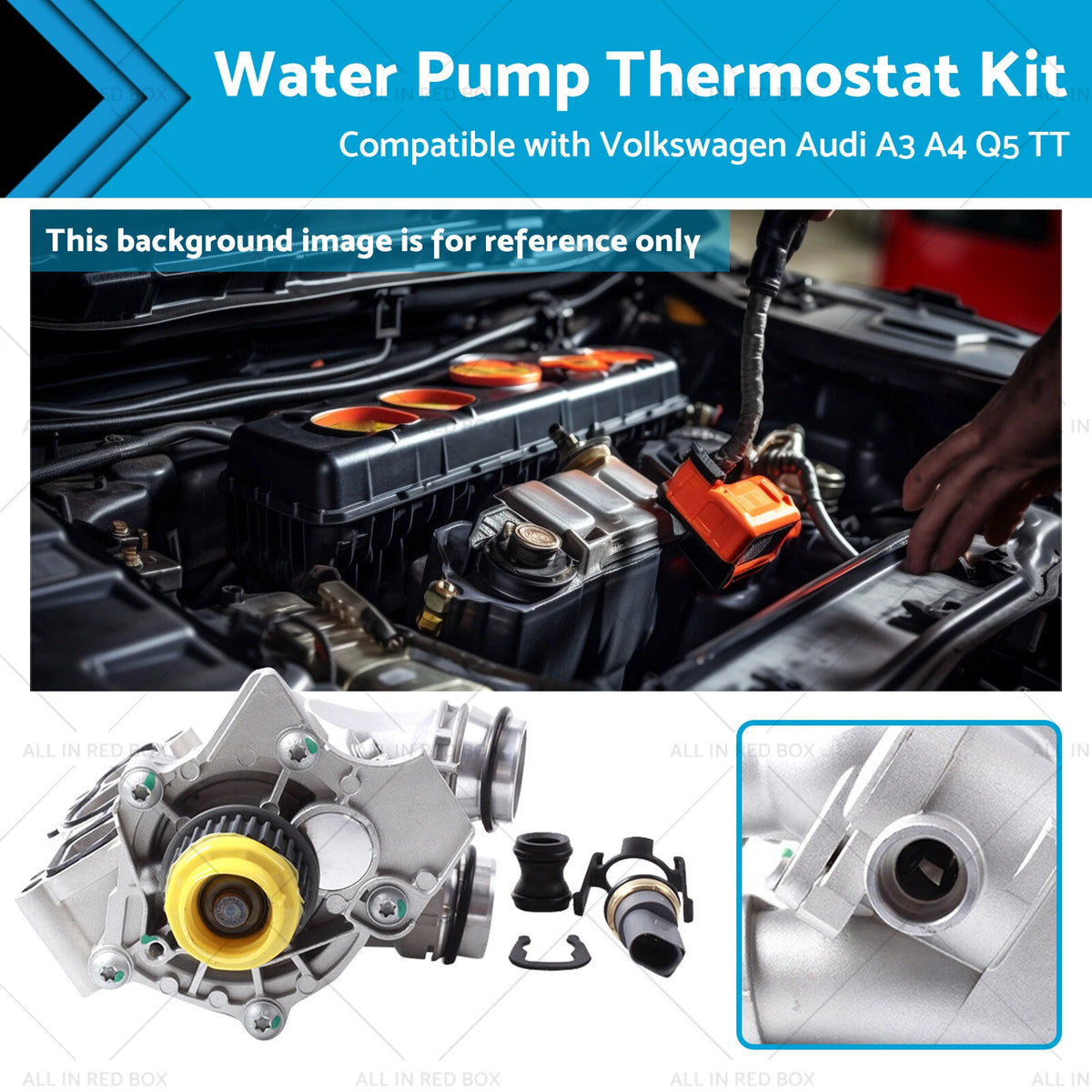 Water Pump Thermostat Kit for Audi A3 A4 Q3 TT 2.0L 1.8L TFSI (2006–2019)