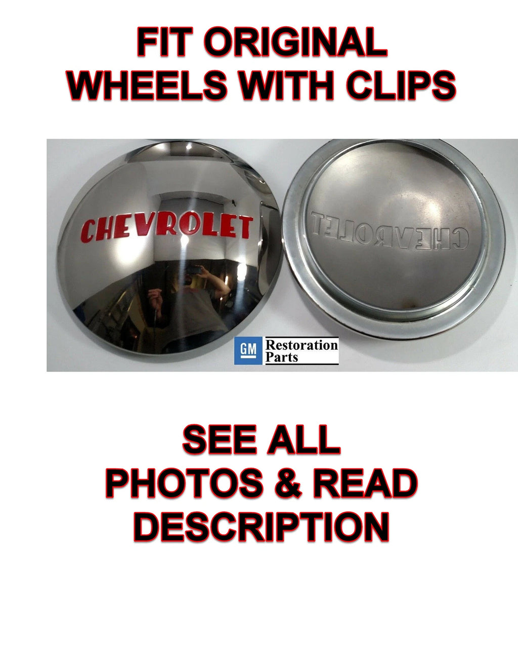 Stainless Hubcaps Pair for 1947–1953 Chevrolet 1/2 Ton Truck