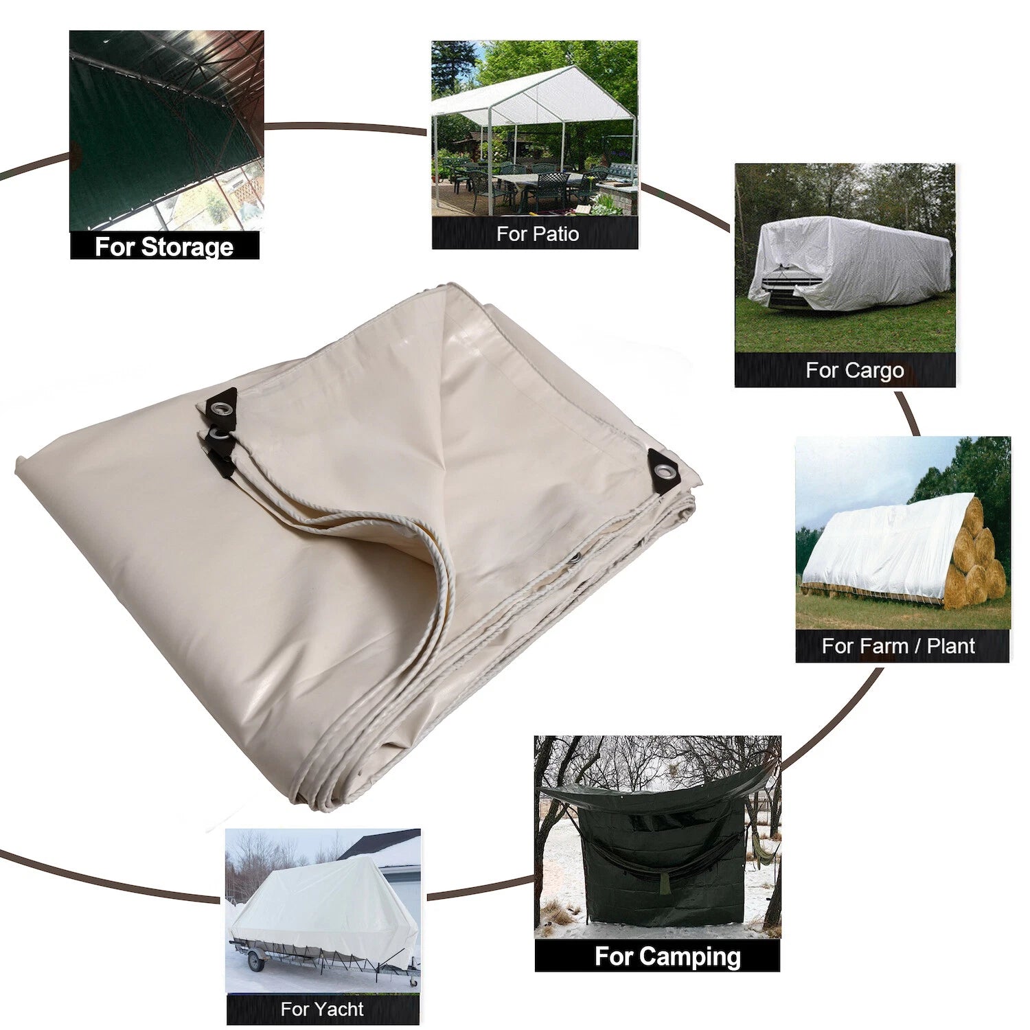 10'x20' Heavy Duty Waterproof Vinyl Tarp Cover for Patio Shelter