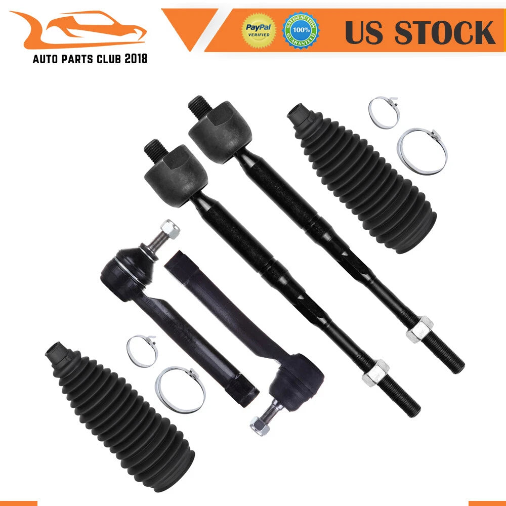 Set of 6 Front Steering Kit Inner Outer Tie Rod Ends for Nissan Sentra (2007–2012)