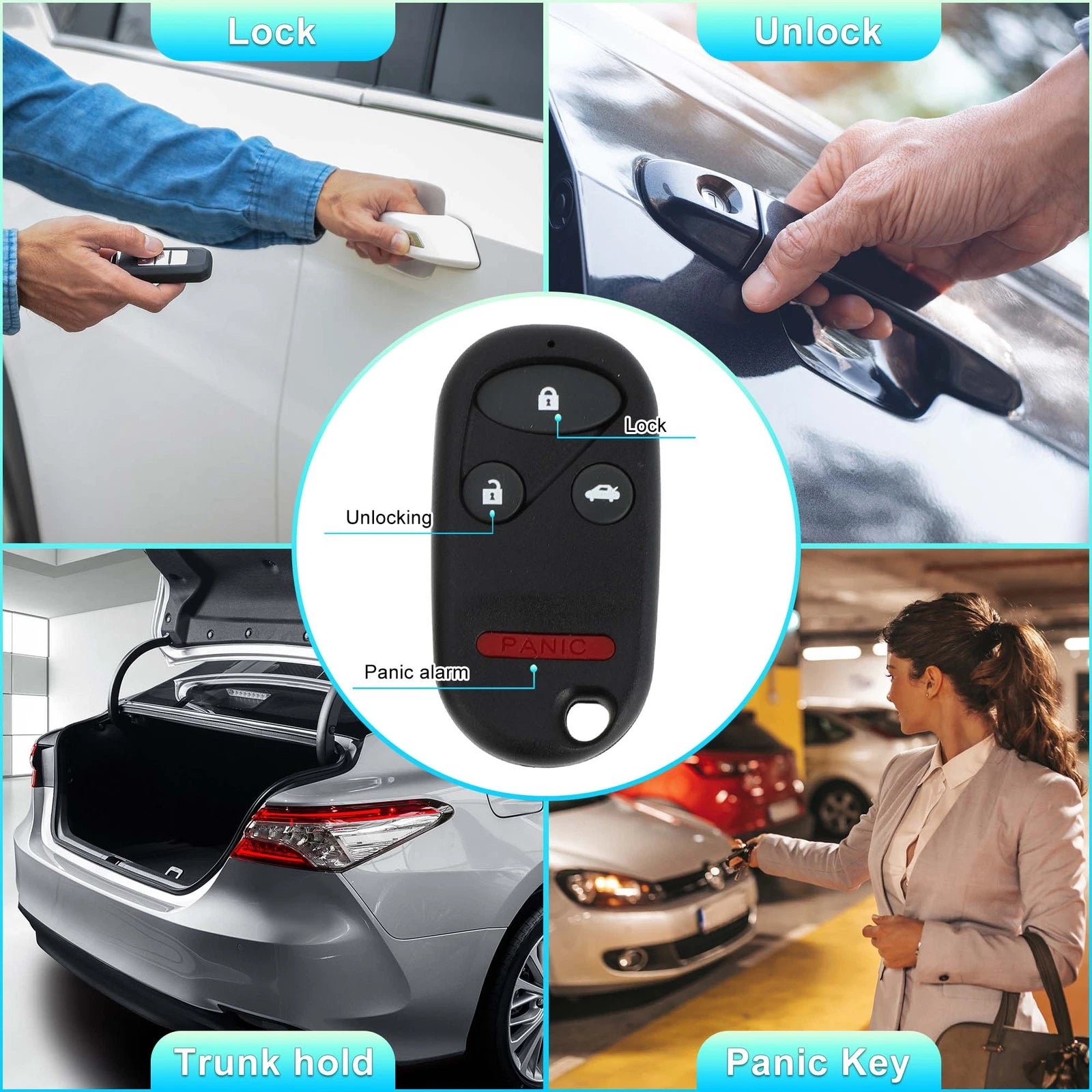 Keyless Entry Remote Ignition Transponder Key Fob for Honda Civic Accord (2001–2015)