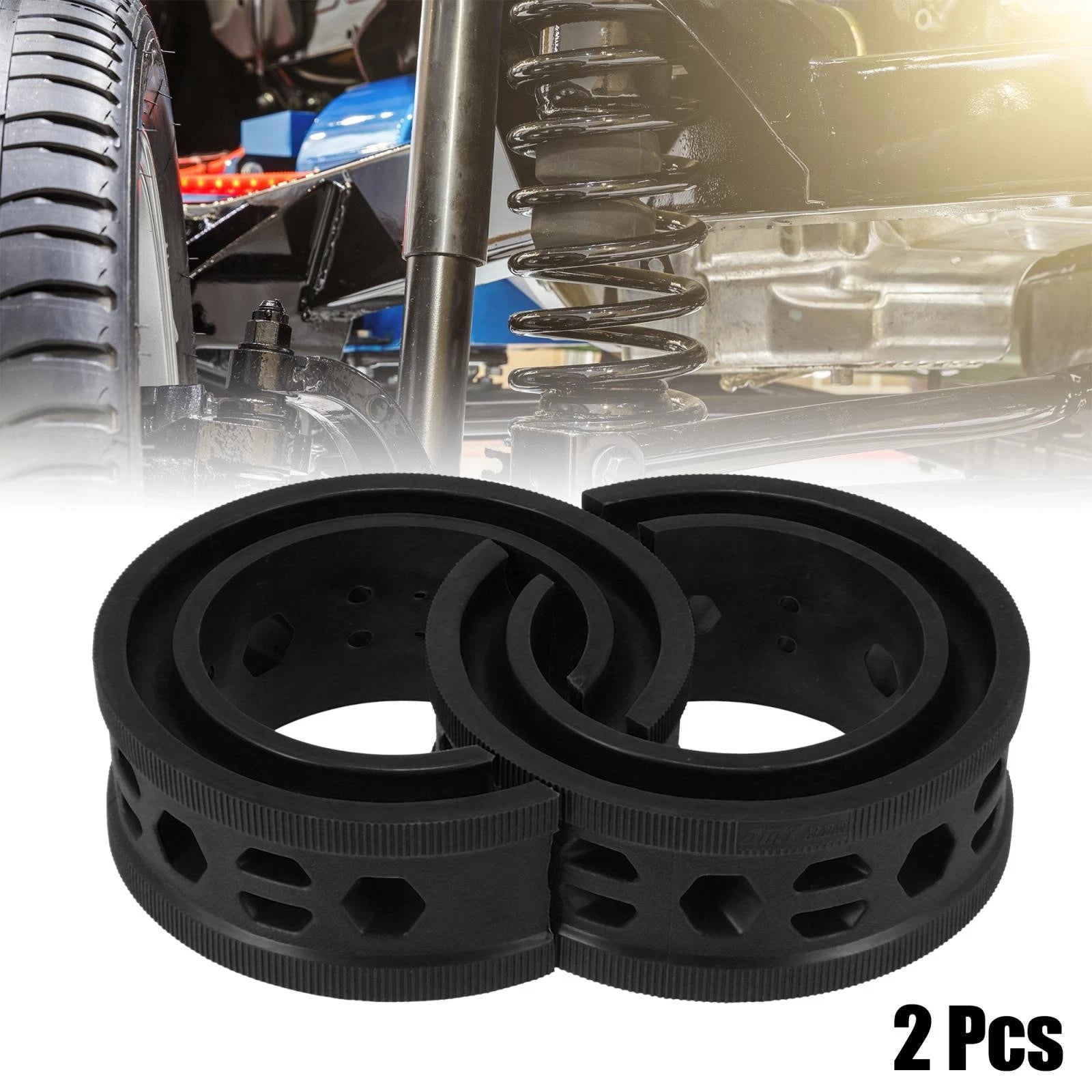 2X Black Coil Spring Rubber Buffer C Type for Ford Chevy (Universal)