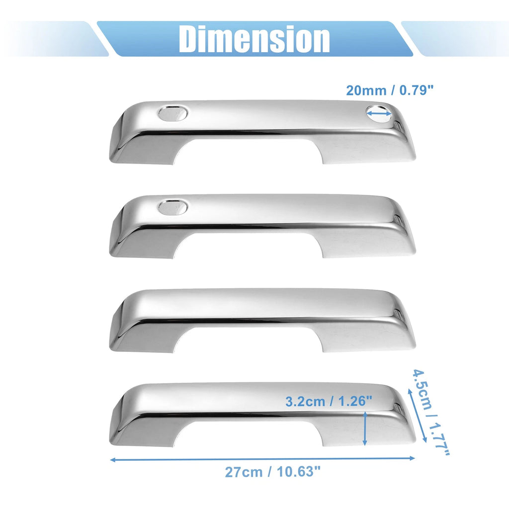 Set of 4 Door Handle Trim Covers for Ford F150 (2021–2022) Silver Tone