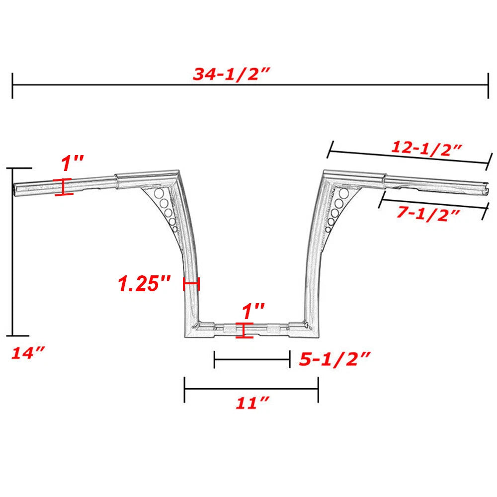14" Rise Ape Hanger Handlebar for Harley Sport Glide (2018–2023)