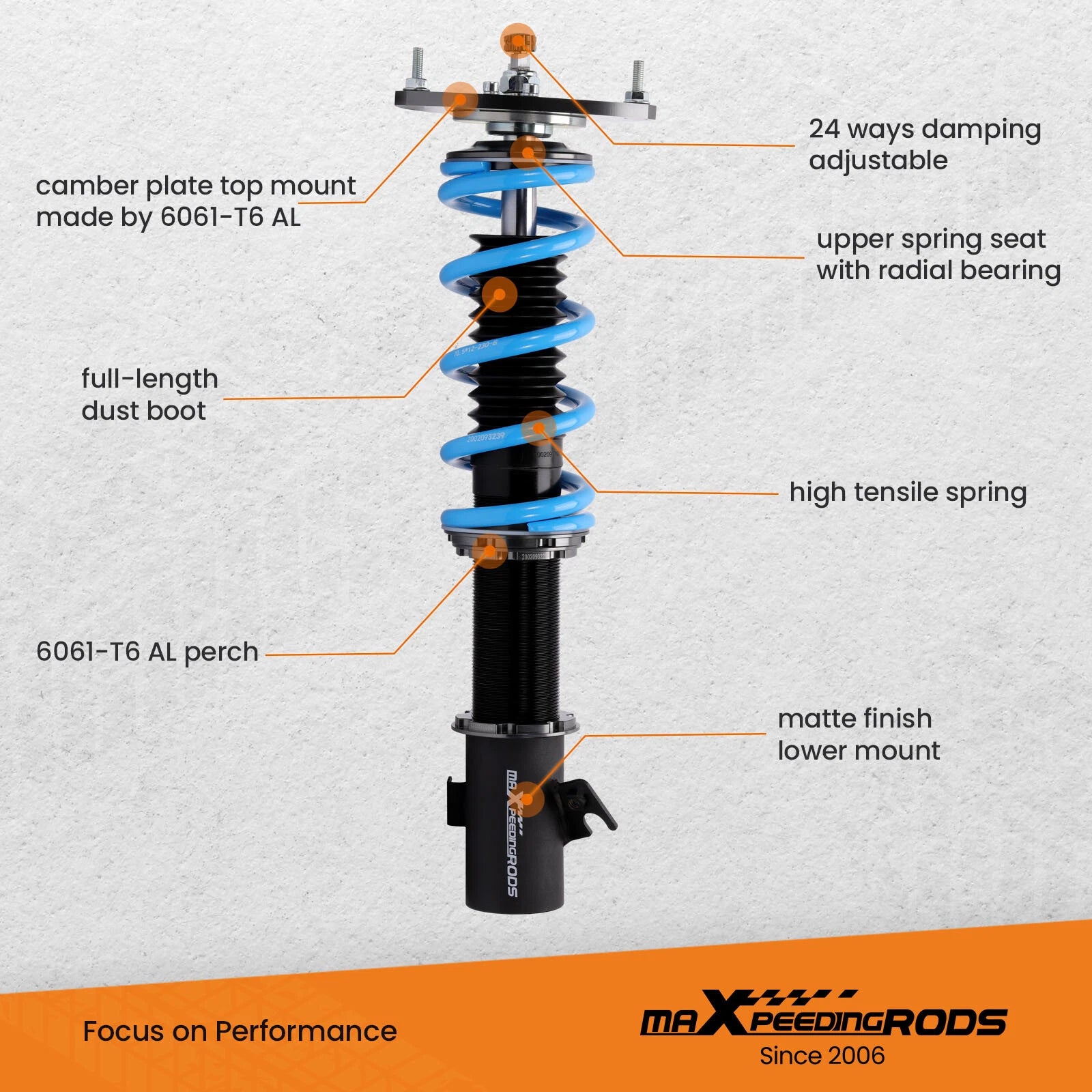 Adjustable Coilovers 24 Way Damper Struts for Subaru Outback (2003–2009)