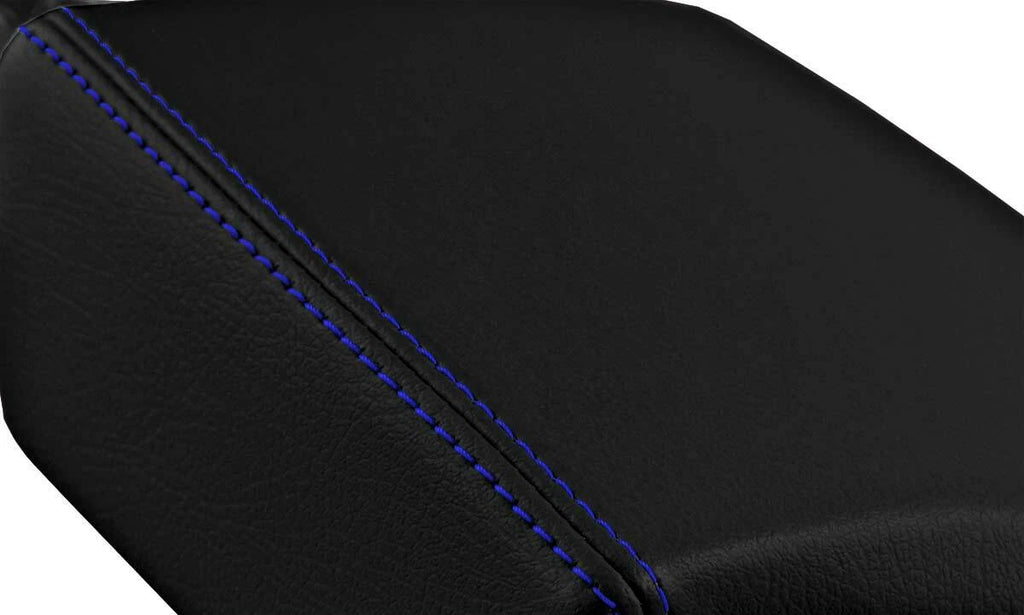 Leather Console Lid Armrest Cover for Buick Regal (2011–2017) Black Blue Stitch