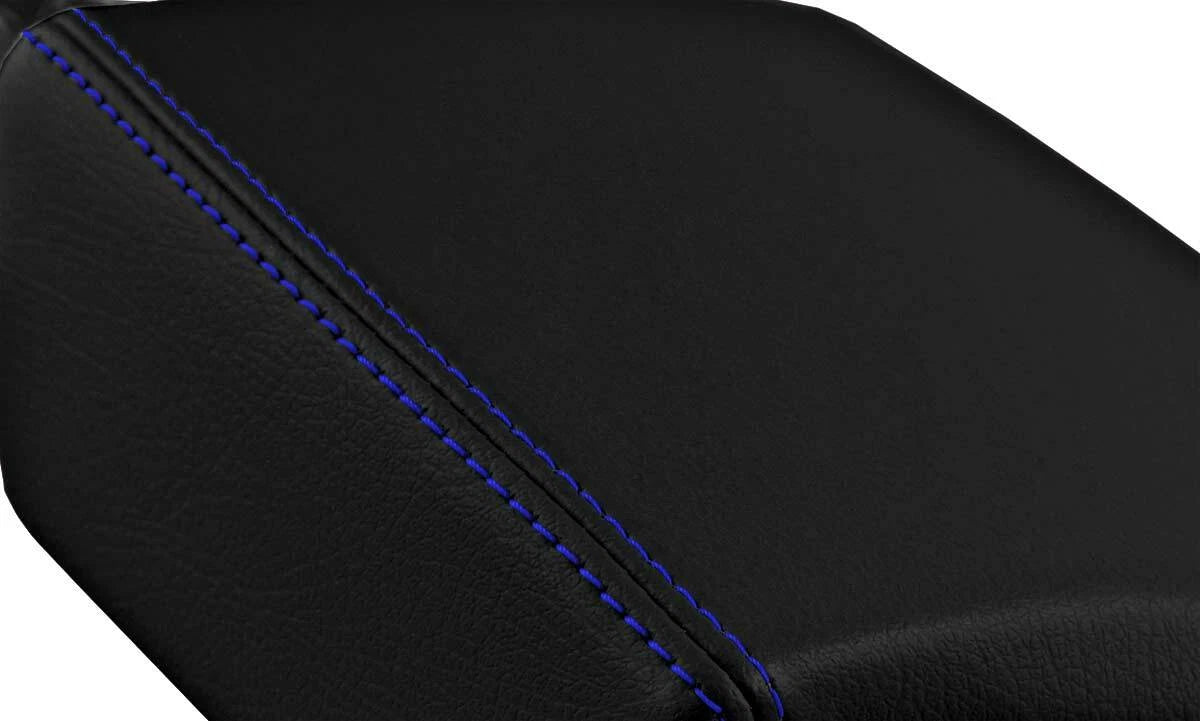 Leather Console Lid Armrest Cover for Buick Regal (2011–2017) Black Blue Stitch