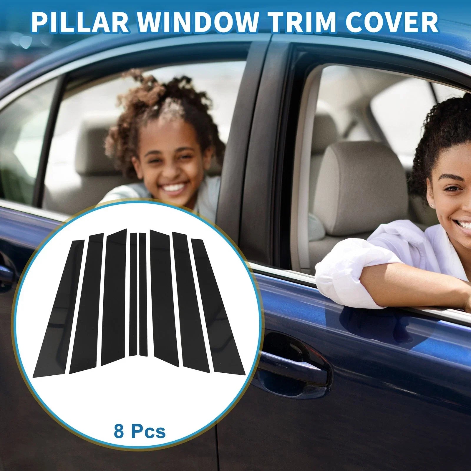 8 Pcs Door Pillar Window Trim for BMW X5 (1999-2006)
