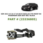 Front Right Seat Belt for Cadillac CTS (2014–2019) 23336805, Black