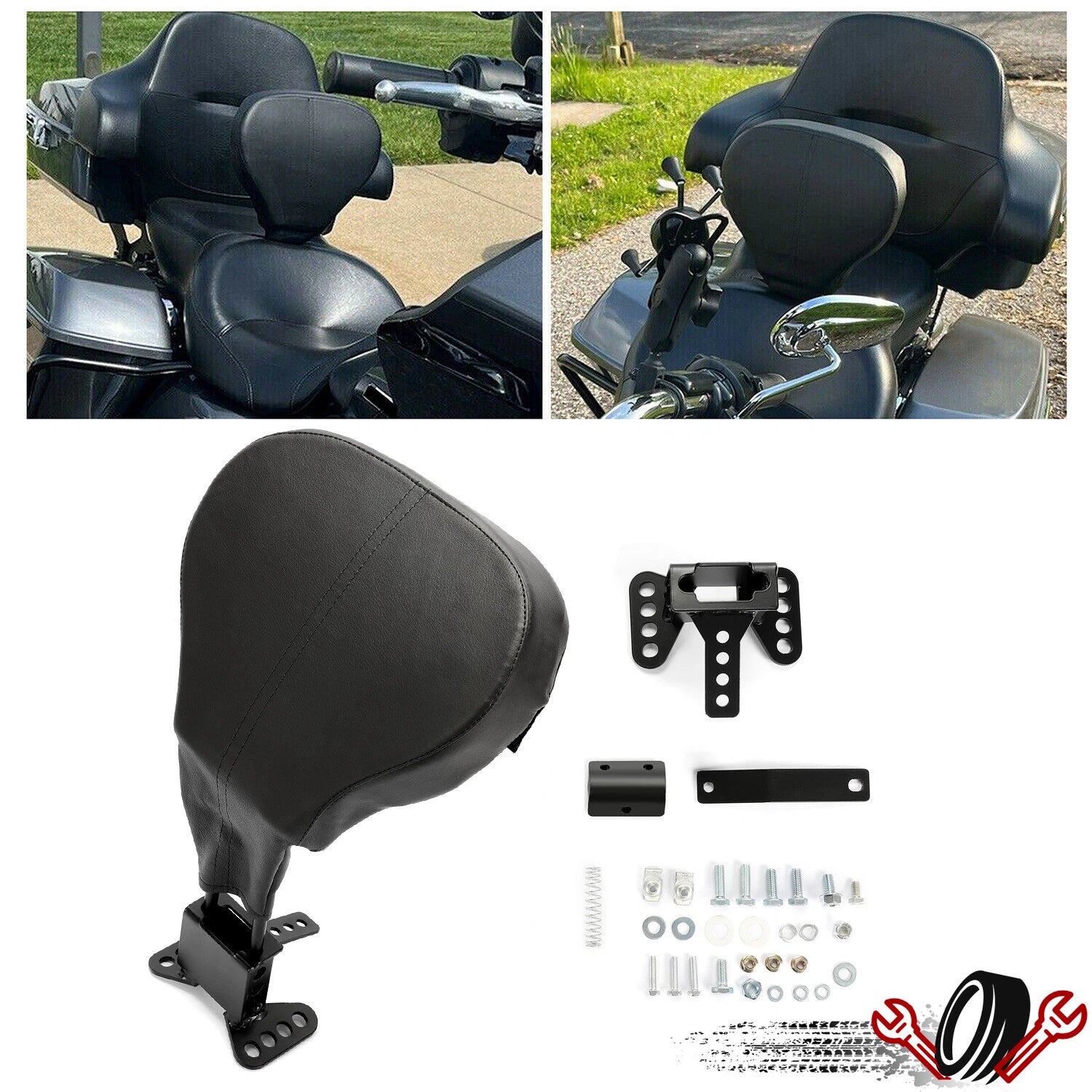 Adjustable Black Driver Backrest for Harley Davidson Touring (2009–2023)