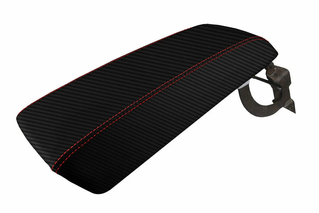 Console Lid Armrest Cover for Ford Edge (2011–2020) Carbon Fiber Red Stitch