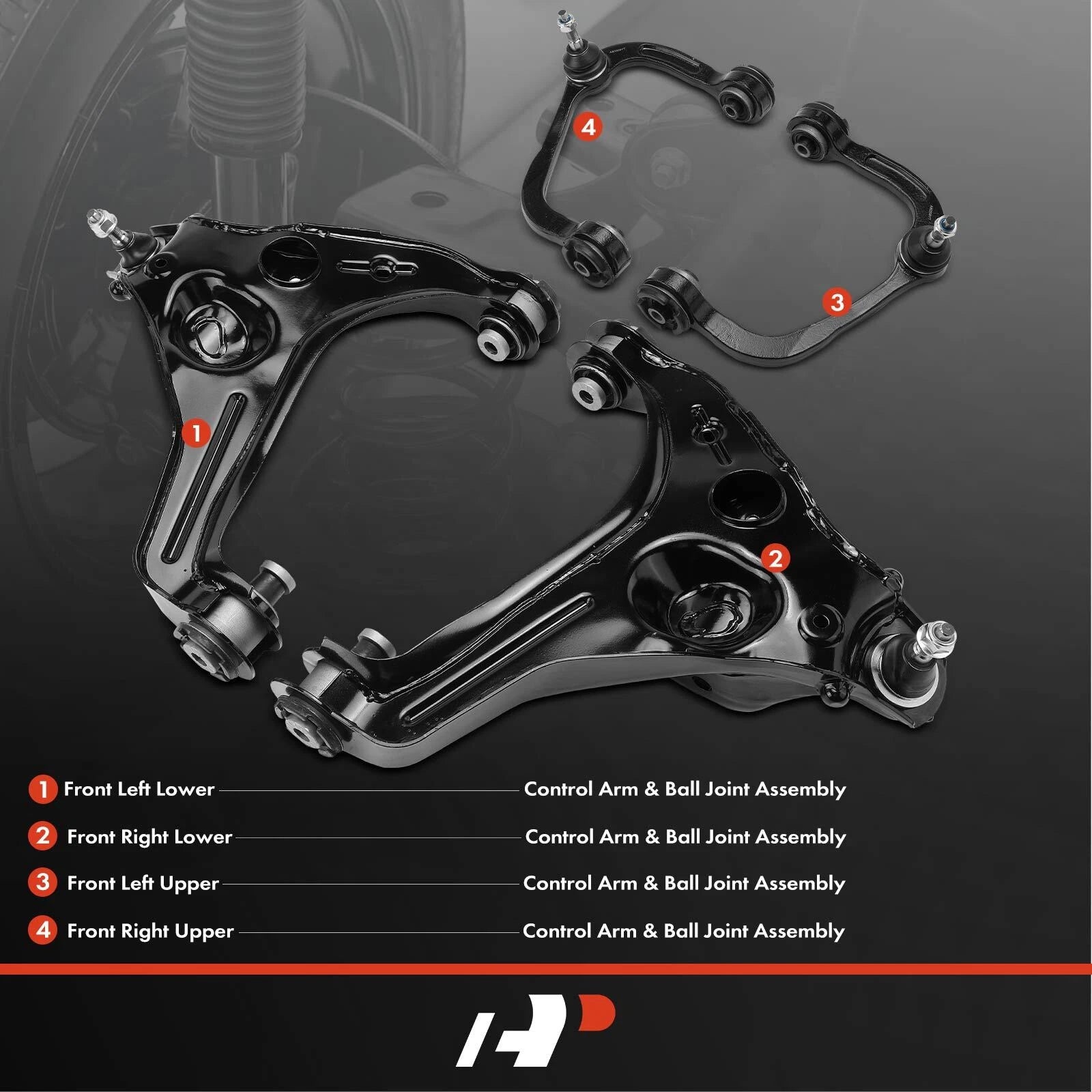 Set of 4 Front Lower & Upper Control Arms for Ford F-150 (2009–2013)