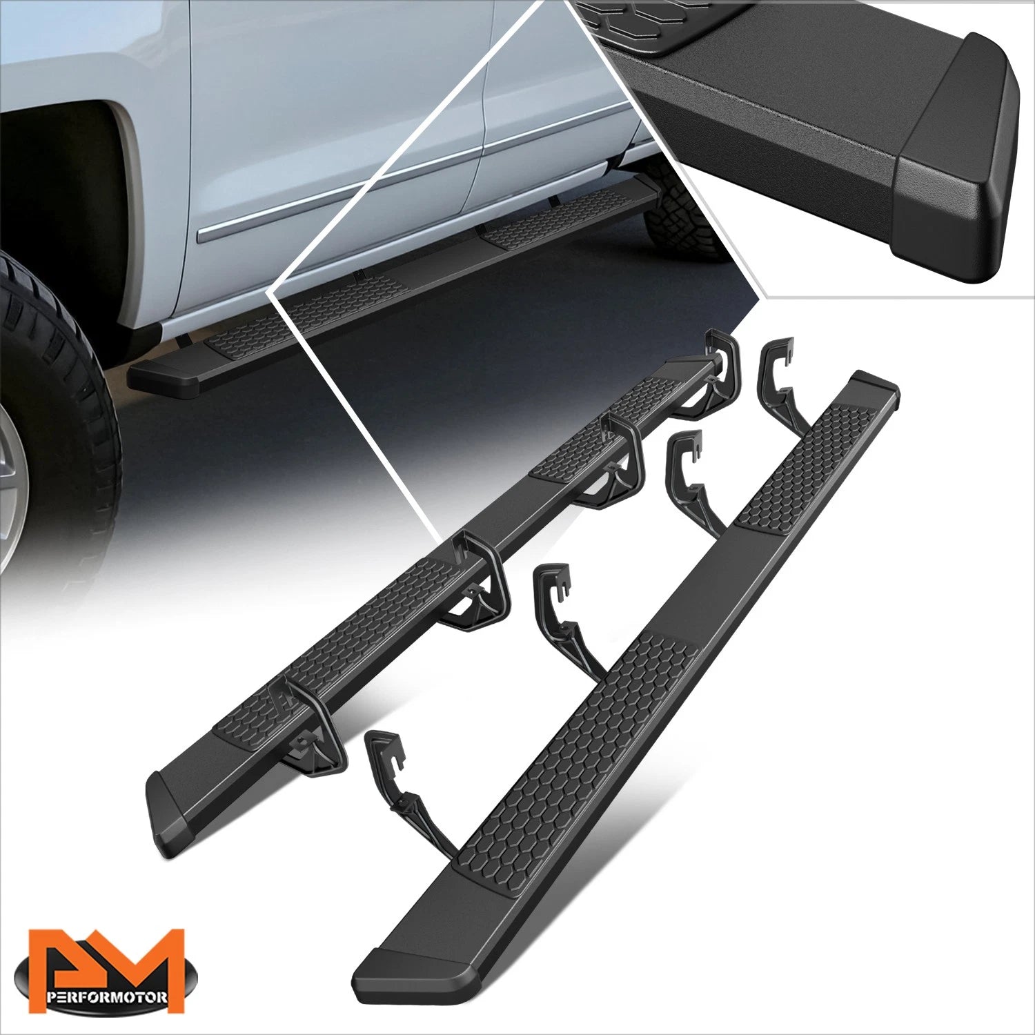 Set of 2 Honeycomb Step Pad Running Boards for Silverado/Sierra (2007–2019)