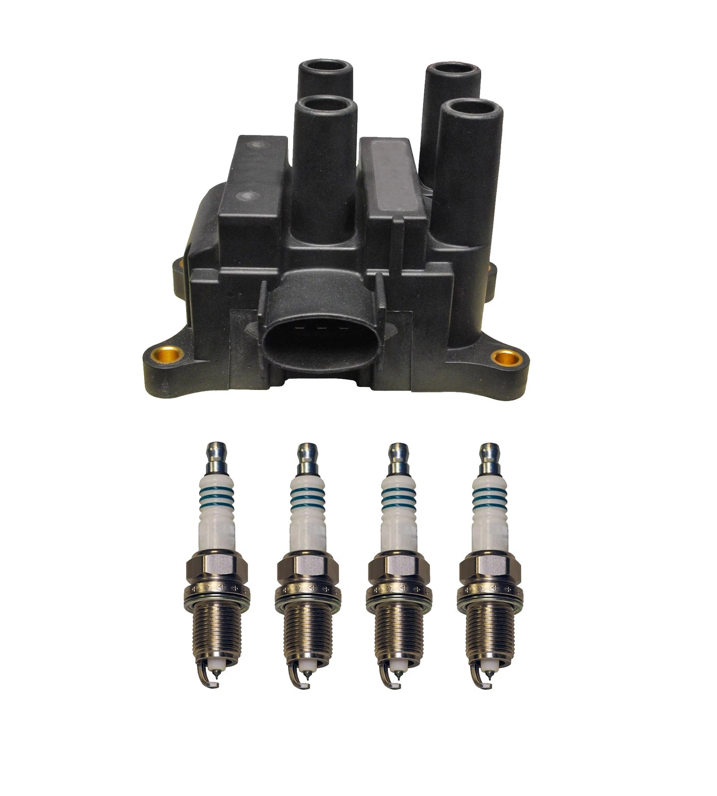 Denso Ignition Coil & 4 Iridium Power Spark Plugs Kit for Mazda 2.0L L4