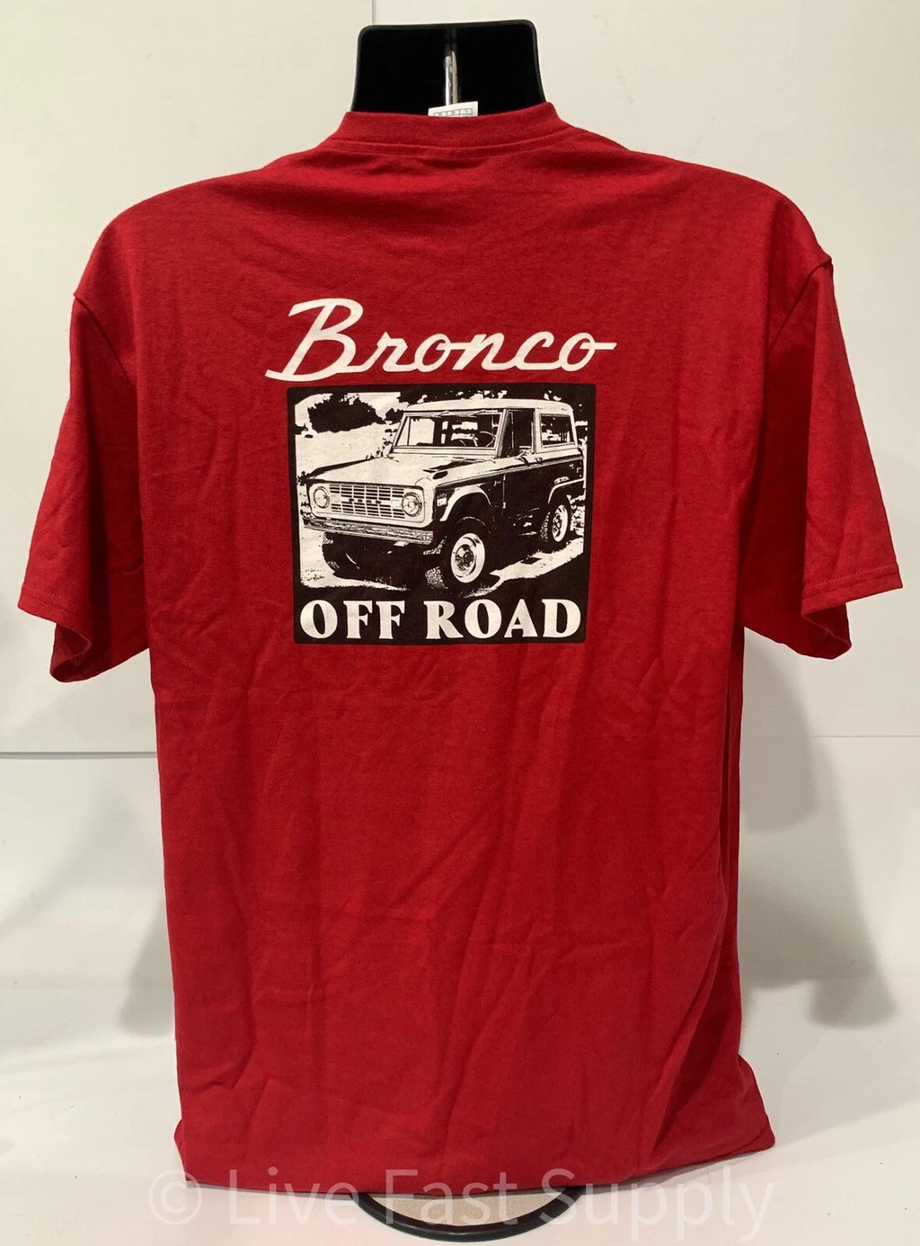 Ford Bronco T Shirt Red 1st Gen Off Road Emblem for 1966–1977 Models