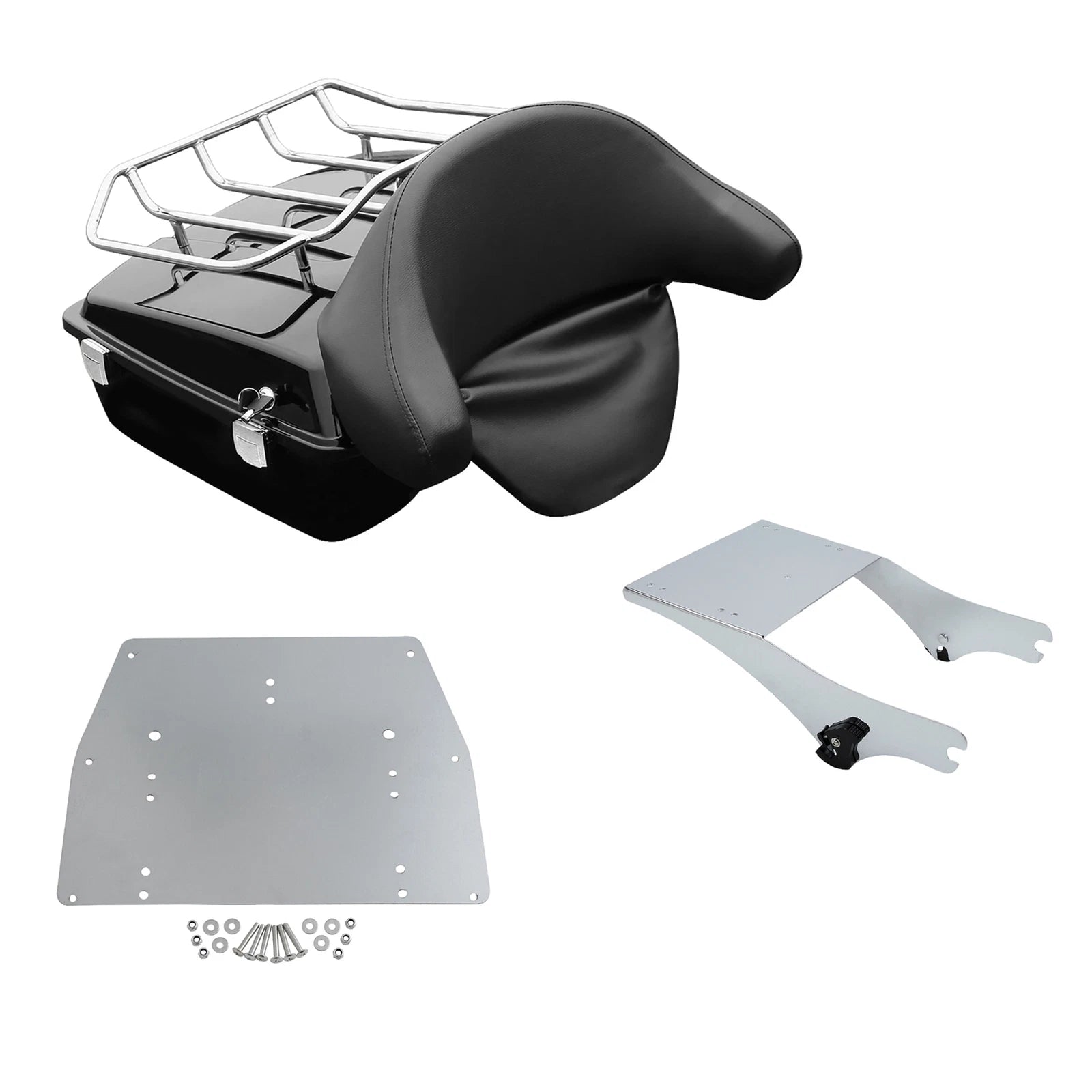 Chopped Trunk Backrest Mount Rack Plate for Harley Touring Glide (1997–2008)