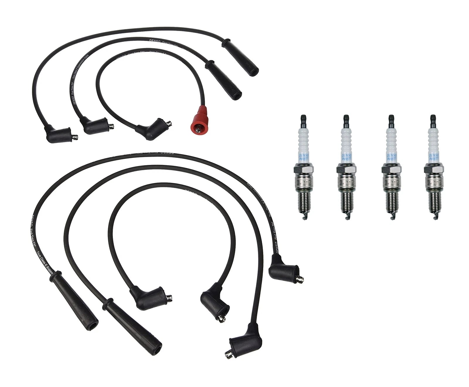 Denso 7mm Wire Set & 4 Platinum TT Spark Plugs for Geo Mazda Mercury (L4)