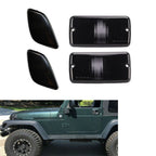4x Smoke Bumper Signal Fender Side Marker Lights for Jeep (2007-2018)