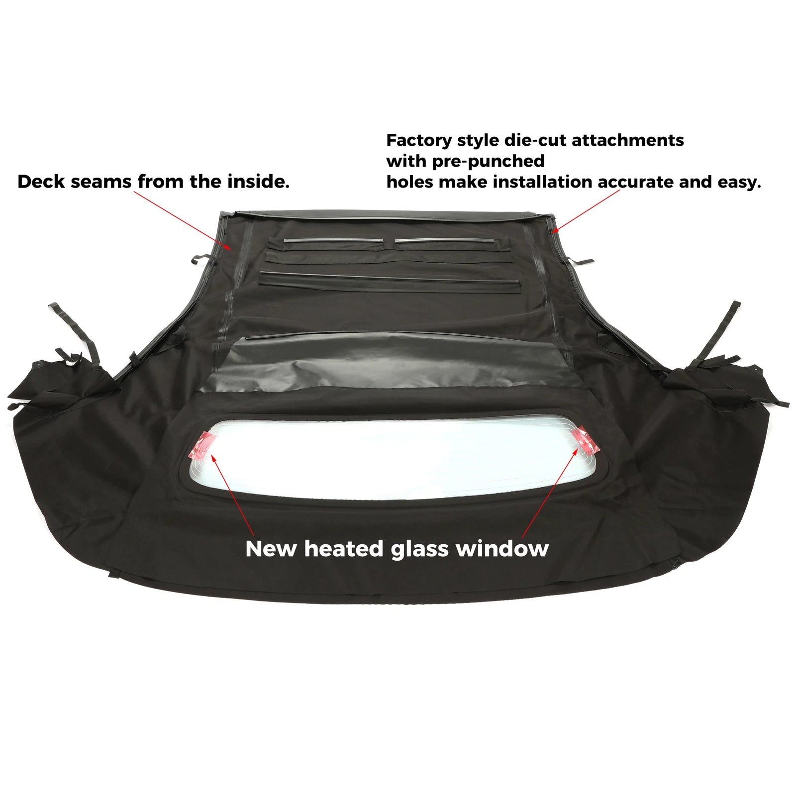 Soft Top for Ford Mustang Convertible (2005–2014) - Black Sailcloth, Glass Window