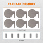 Set of 6 Steel Shooting Paddles Kit with Tubes 6" x 3/8"