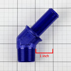 3/4" NPT Male 45 Degree to 3/4" Hose Barb Nipple Blue Aluminum Fitting