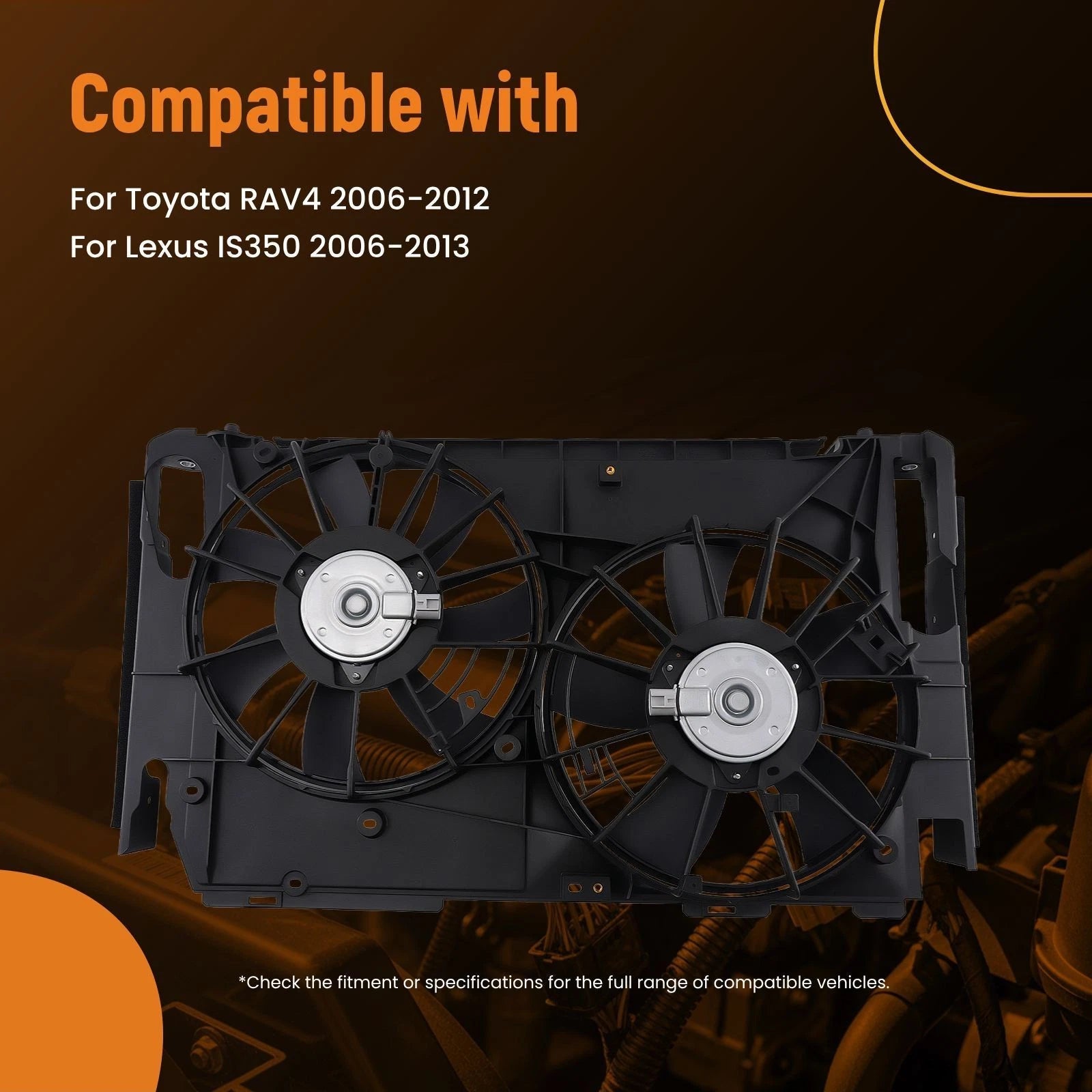 Cooling Fan & Shroud for Toyota RAV4 2.4L 3.5L (2006–2012) 1636128240