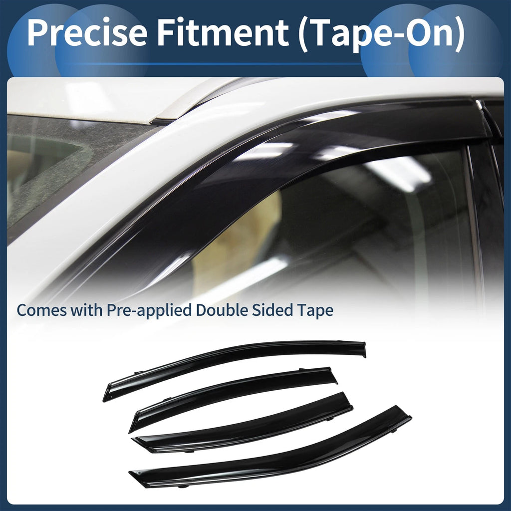 Set of 4 Window Deflectors for Kia Forte Sedan (2019) - Black Vent Visors