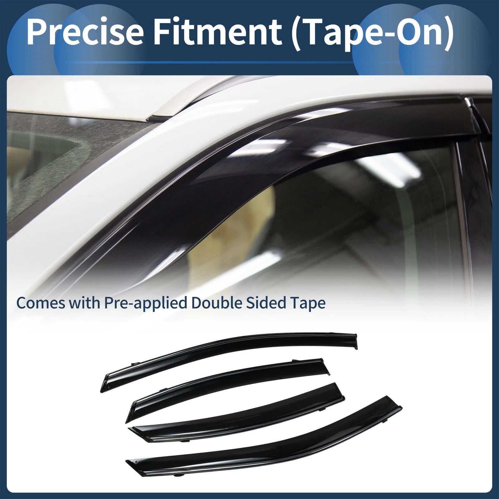 Set of 4 Window Deflectors for Kia Forte Sedan (2019) - Black Vent Visors