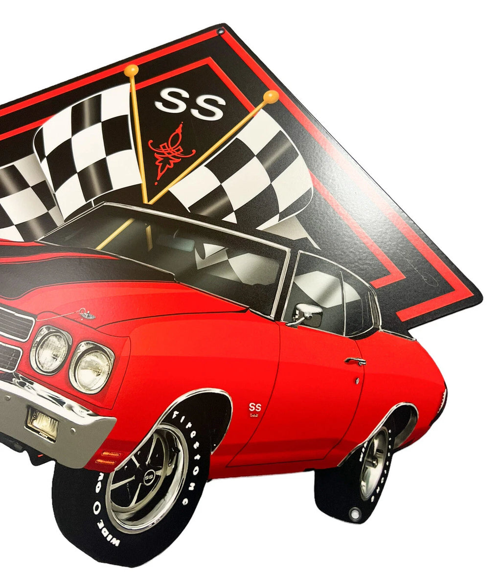 Flag Metal Sign for Chevrolet Chevelle SS (1966–1970)