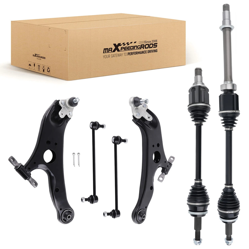6PC Front Lower Control Arm CV Axle Shaft for Sienna (2011–2015) L4 V6 FWD