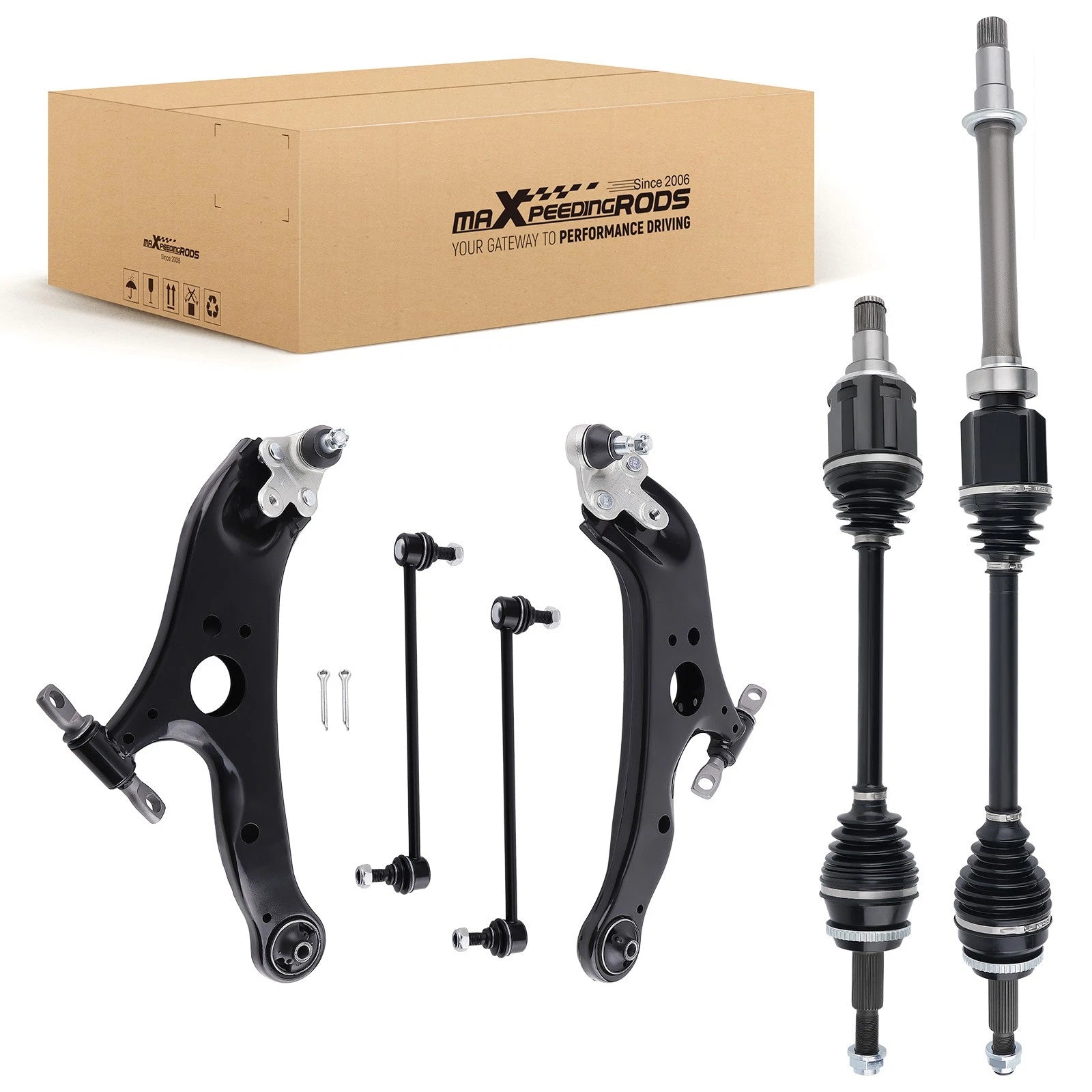 6PC Front Lower Control Arm CV Axle Shaft for Sienna (2011–2015) L4 V6 FWD