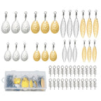 48pcs Yellow White Metal Spinner Lures (1.4x1.8cm, 1.6x2.7cm)
