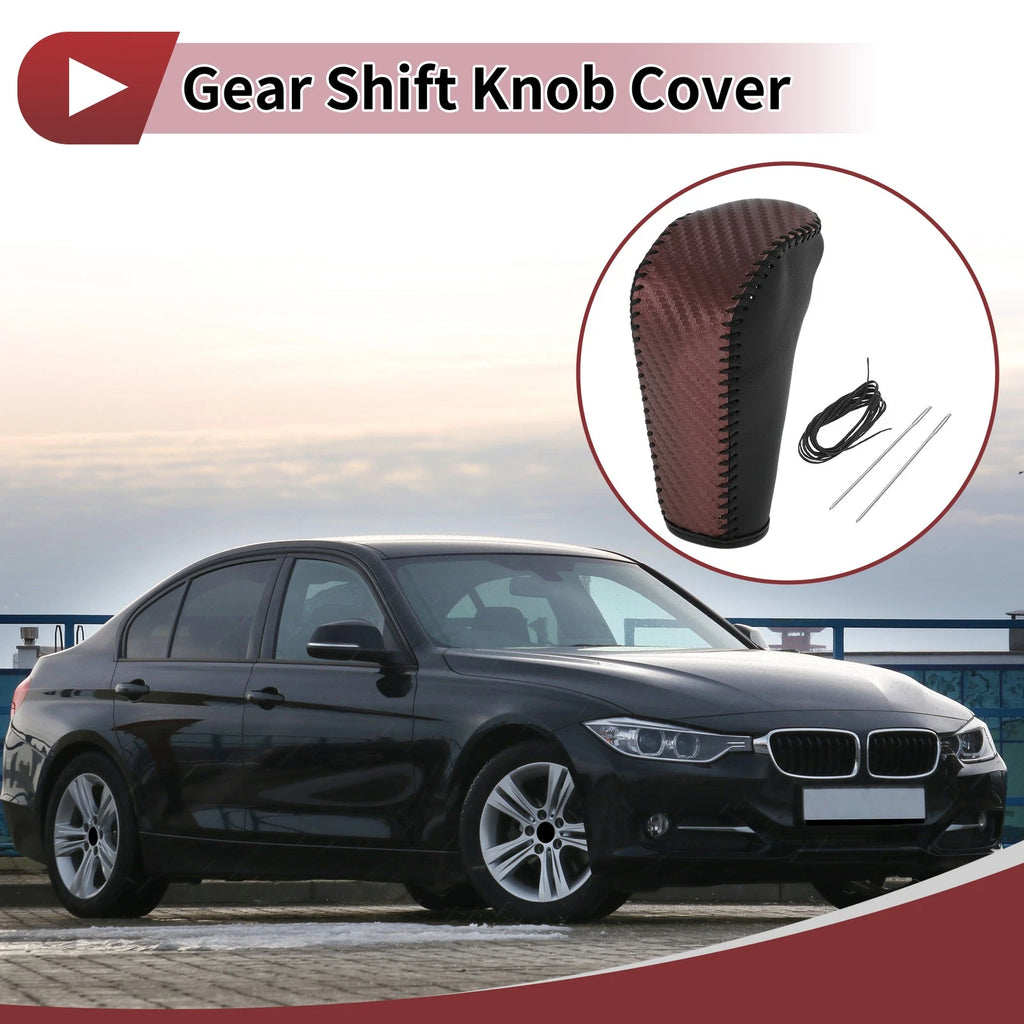 1 Pc Gear Shift Knob Cover for BMW 3 Series E90 (2004–2012) Brown Faux Leather