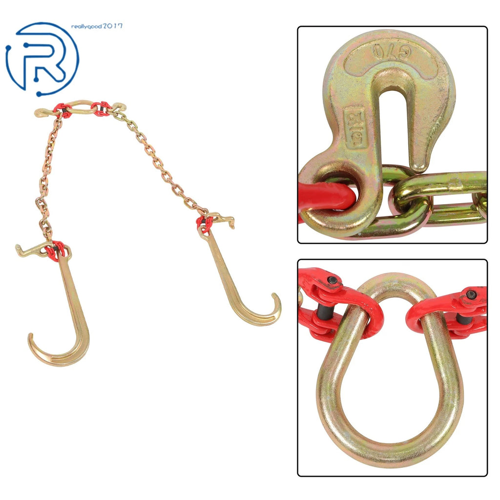 5/16" x 2' V Type Towing Chain Bridle for G80 (with 15" J & Grab Hooks)