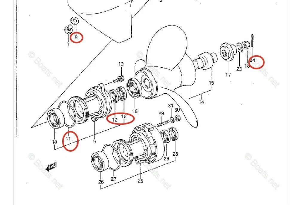 Lower Unit Seal Kit for Suzuki DT8 DT9.9 (8HP 9.9HP) 09282-16003 09280-52004