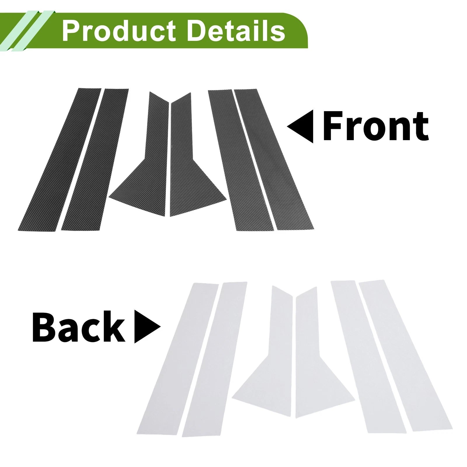 6 Pcs Pillar Window Trim for Chevy Trax (2024) Carbon Fiber Black