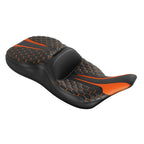 Rider Driver Passenger Seat for Harley Electra Glide (1997–2007) Black Orange