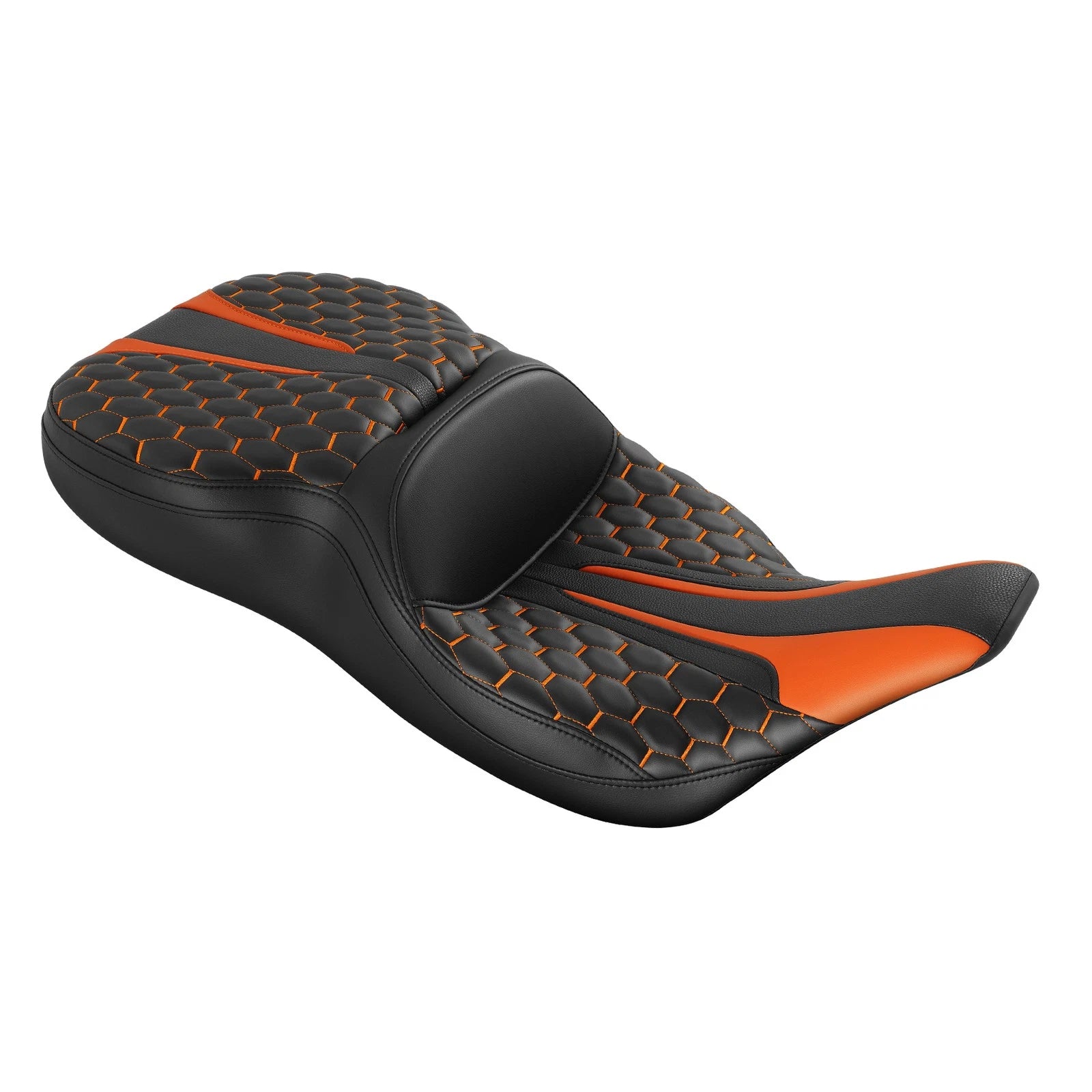 Rider Driver Passenger Seat for Harley Electra Glide (1997–2007) Black Orange
