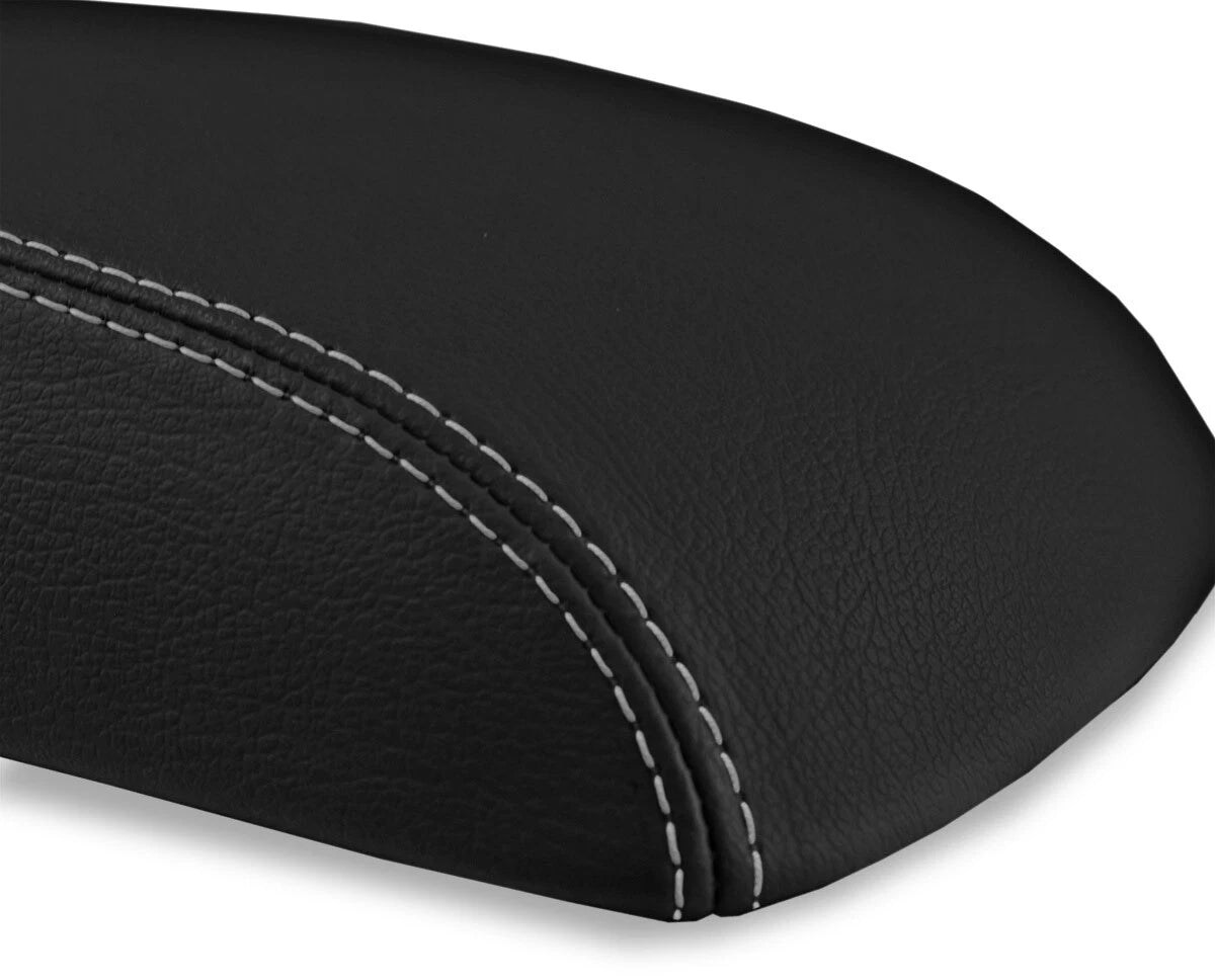 Leather Console Lid Armrest Cover for Hyundai Santa Fe (2007–2012) Gray Stitch
