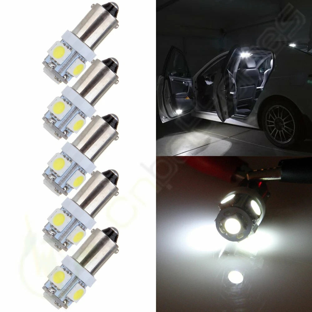 5X T11 BA9S 5SMD LED Interior License Plate Light Bulbs T4W H6W Q65B 363