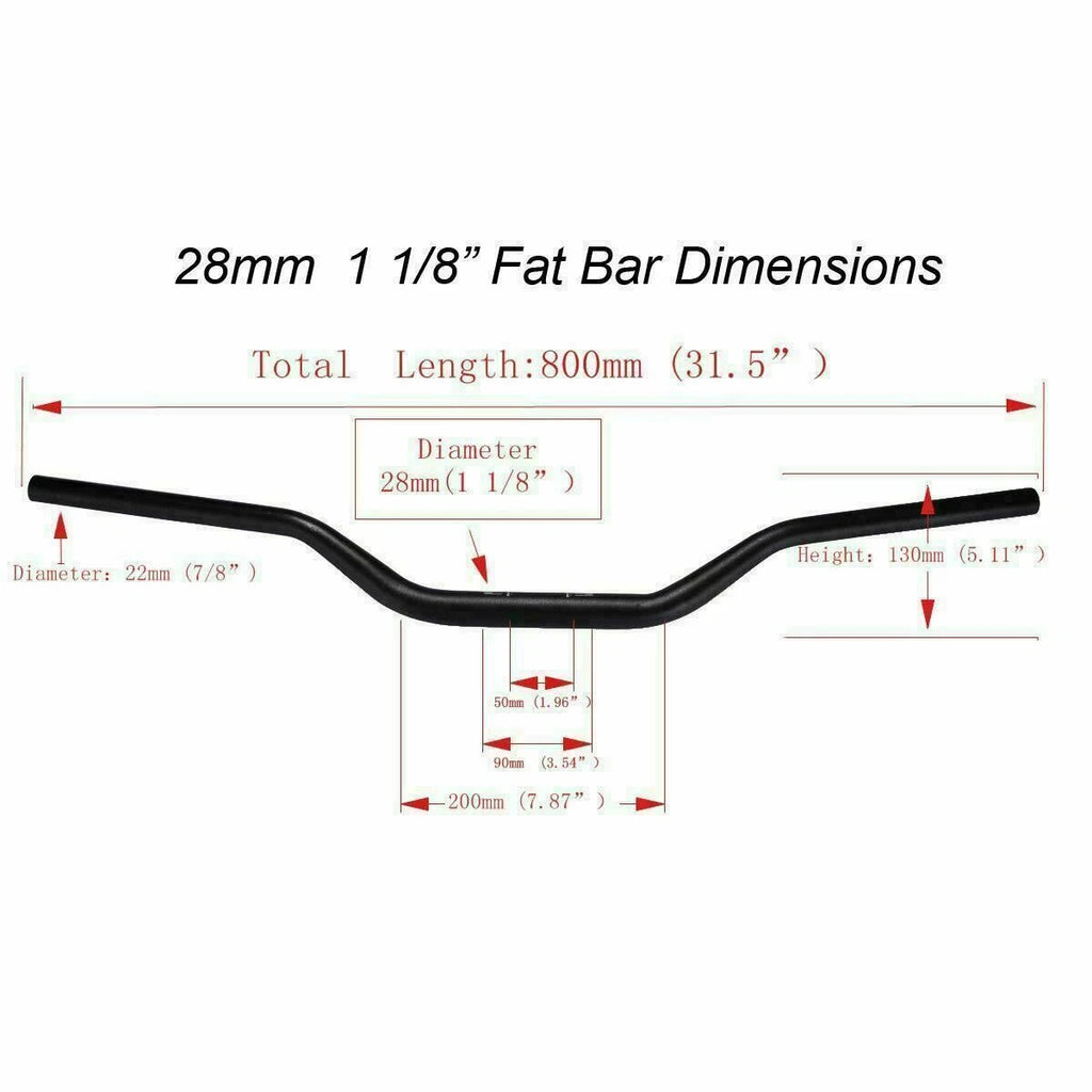 Handlebar Set for Motorcycle (22mm 7/8", 28mm 1 1/8") with Bar Pad & Clamp Riser