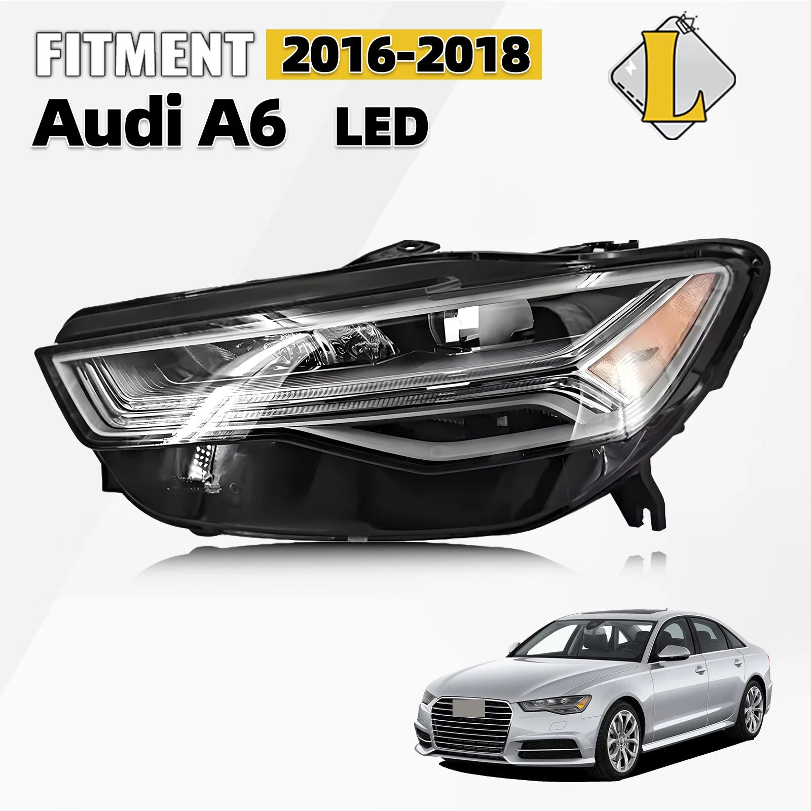 Full LED Headlight for Audi A6 S6 (2016–2018) w/o Matrix Lighting, Left