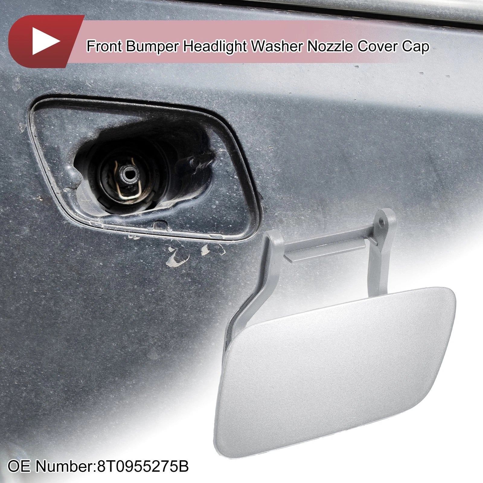 Front Left Washer Nozzle Cover Cap for Audi A5 (2012–2017) 1Pcs Silver Tone
