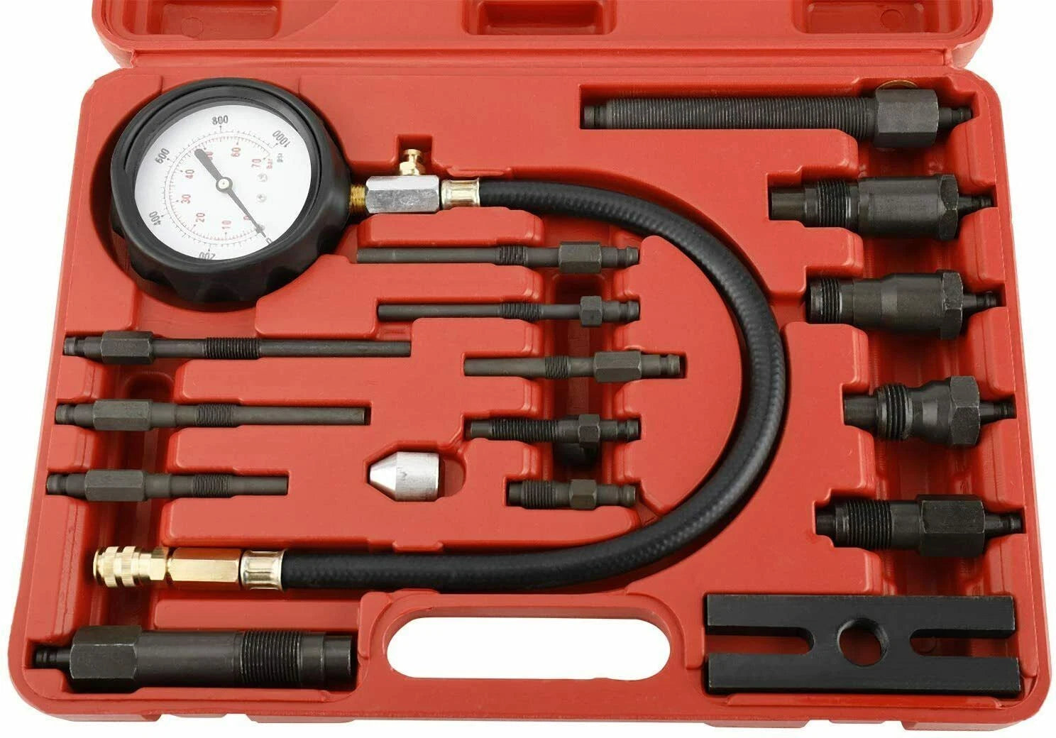 16 Pcs Diesel Engine Compression Gauge Tester Tool Kit for