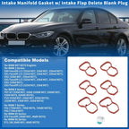 Intake Manifold Gasket with Intake Flap Delete Blank Plug for BMW