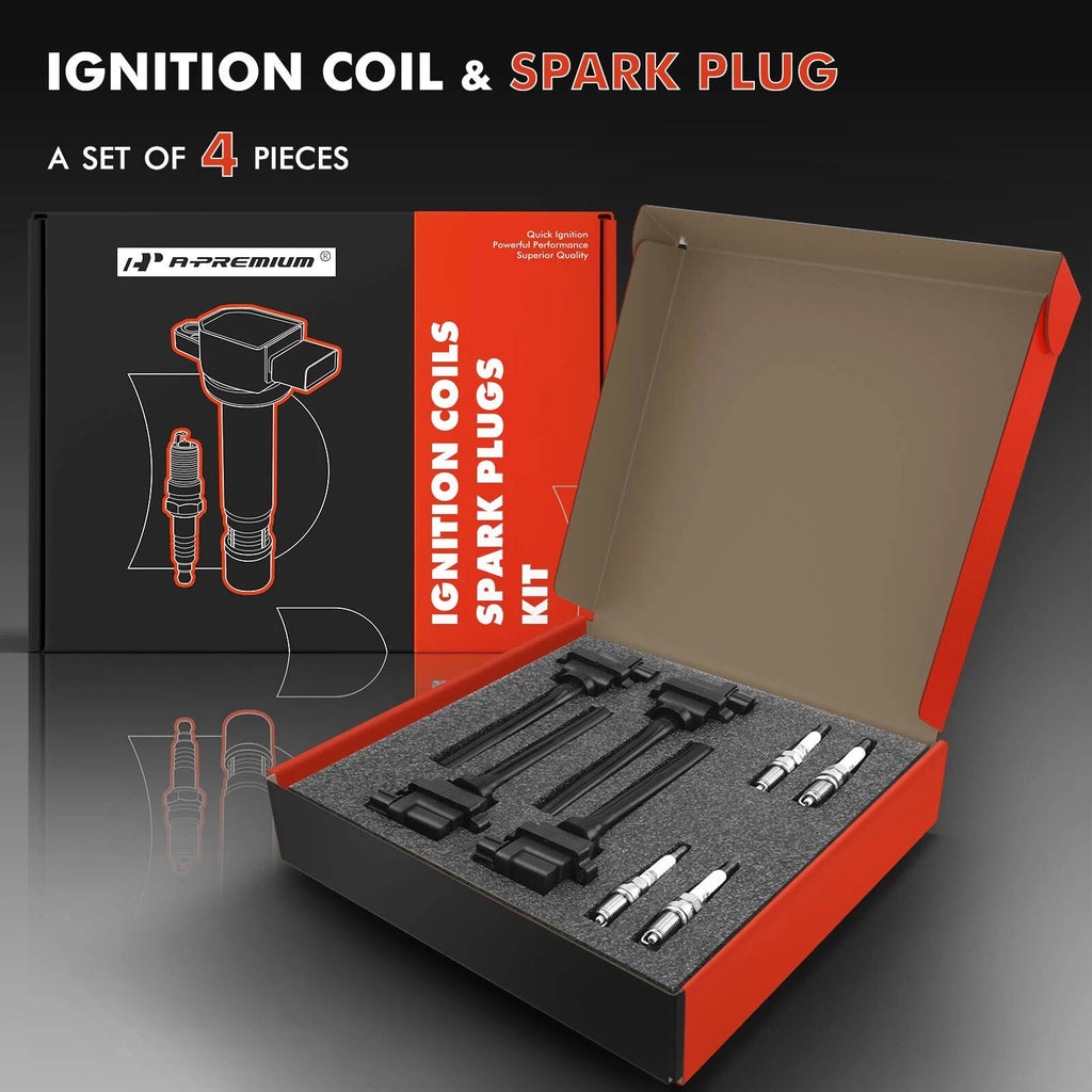 Set of 4 Ignition Coils & 4 Iridium Spark Plugs for Chevy Tracker (2001–2003)