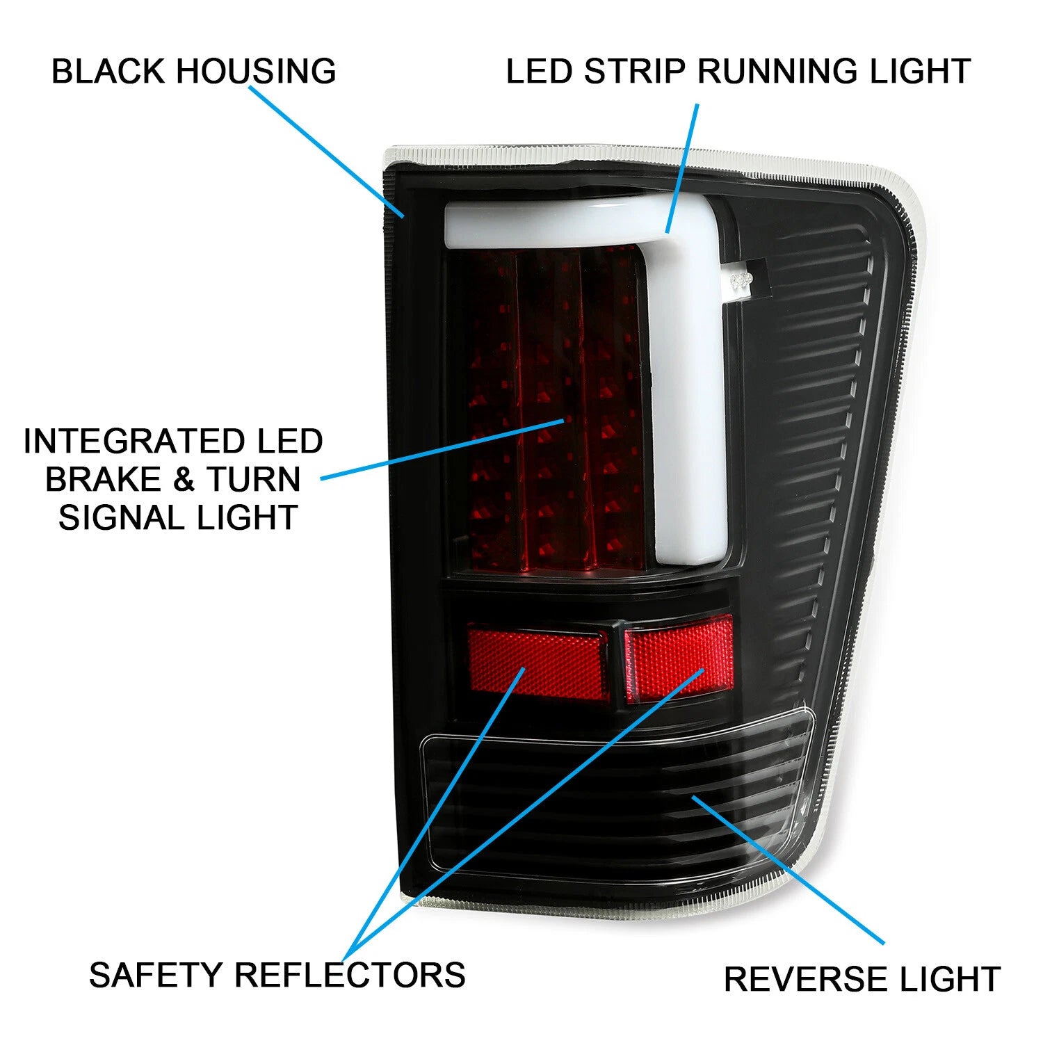 LED Tube Tail Lights for Nissan Titan (2004–2015) Left+Right 04-15