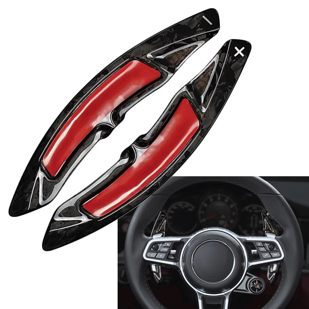 2X Steering Wheel Paddle Shifter Extension for Porsche Macan Cayenne 718 (2014–2023) Carbon