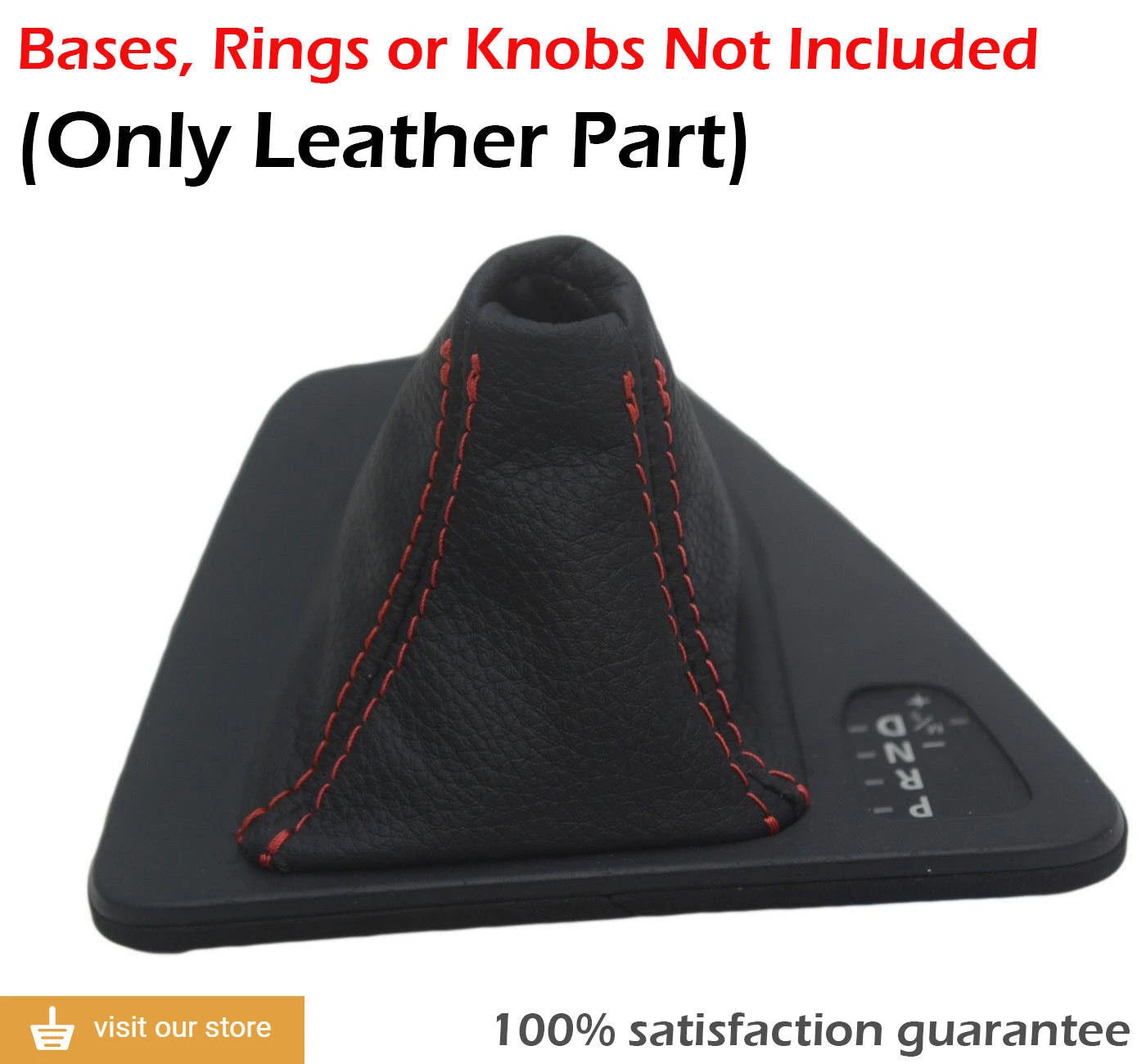 Leather Synthetic Console & Brake Boot for BMW E90 (2005–2013) Red Stitch